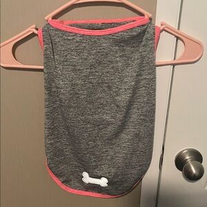 Gray and Pink Dog Shirt with Bone Design